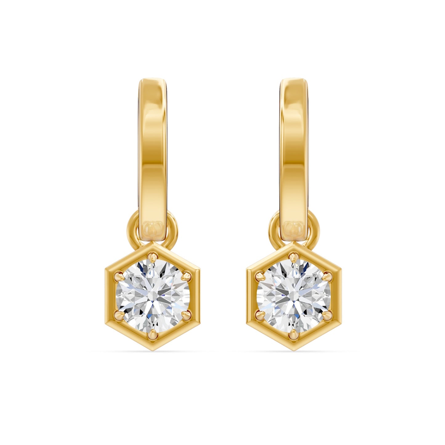 Lab Grown Diamond Hexagon Faux Bezel Charm Earrings, 1.00 CTTW - Carter's Collective Fine Jewelry