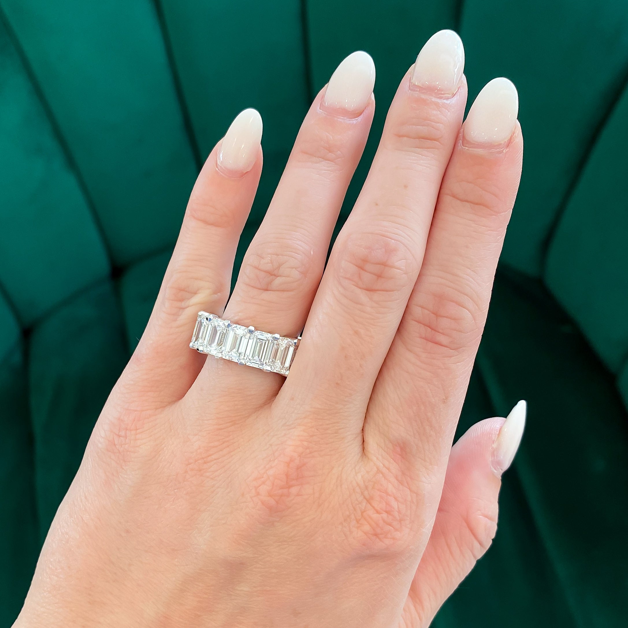 Lab grown emerald cut eternity band hotsell
