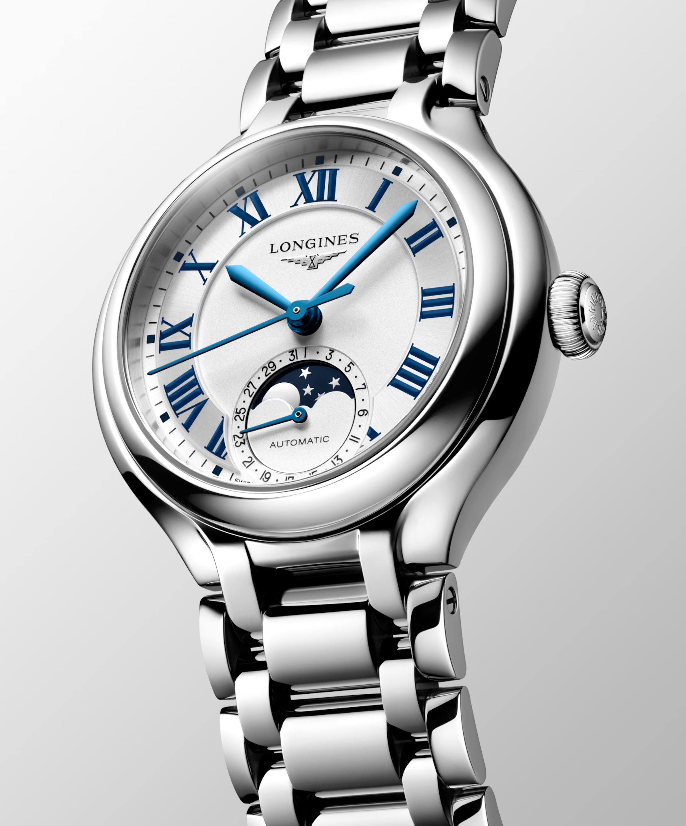 Longines "Primaluna Moonphase" Watch with Opaline Ivory Dial, 34mm - Carter's Collective Fine Jewelry