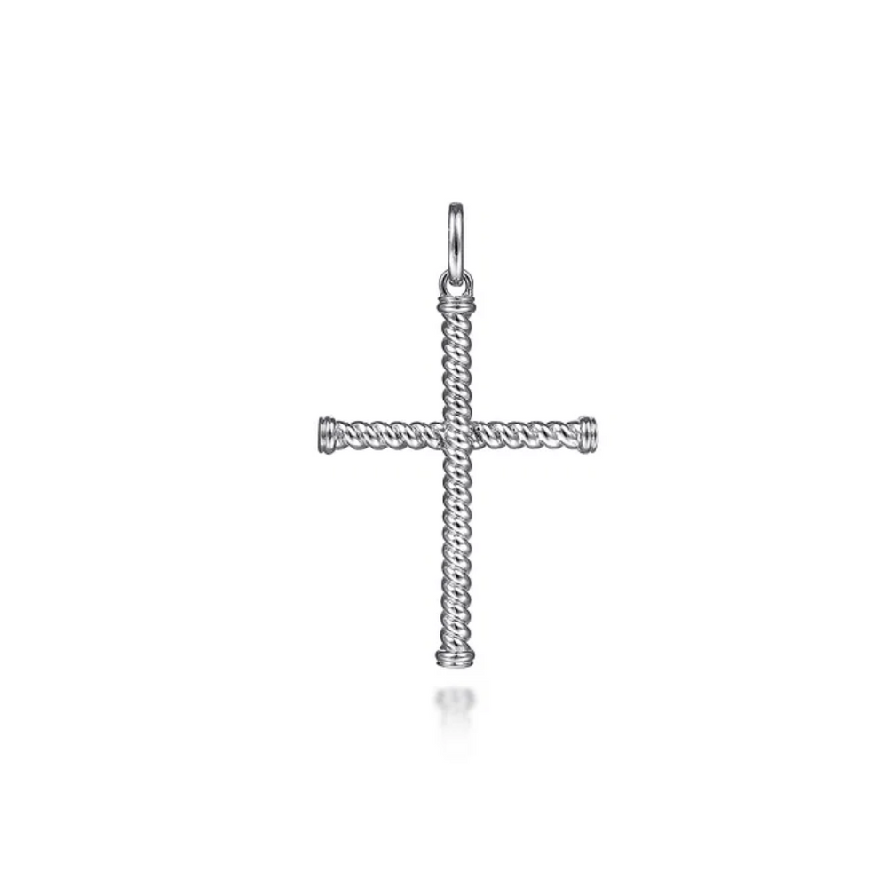 Sterling Silver Rope Textured Cross Pendant