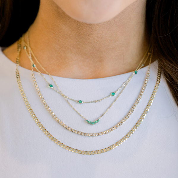 Alternating Emerald & Diamond by the Yard Necklace