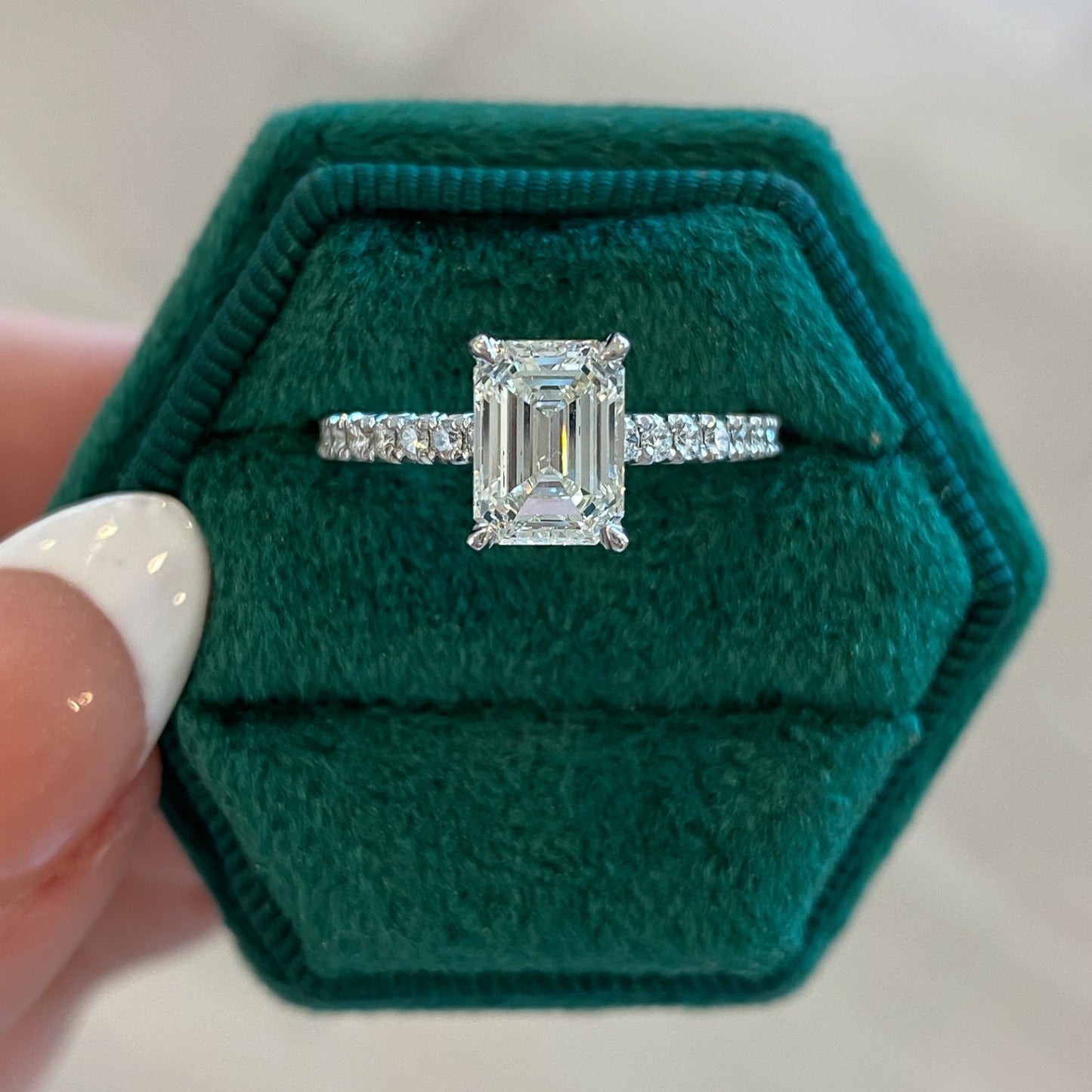 Jasmine Emerald Cut Natural Diamond Engagement Ring