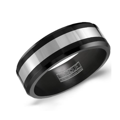 Men's Wedding Band High Polish Tungsten Center, 8mm - Carter's Collective Fine Jewelry