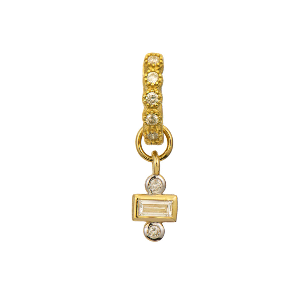 Petites Square Stone Earring Charm with Diamonds (Single)