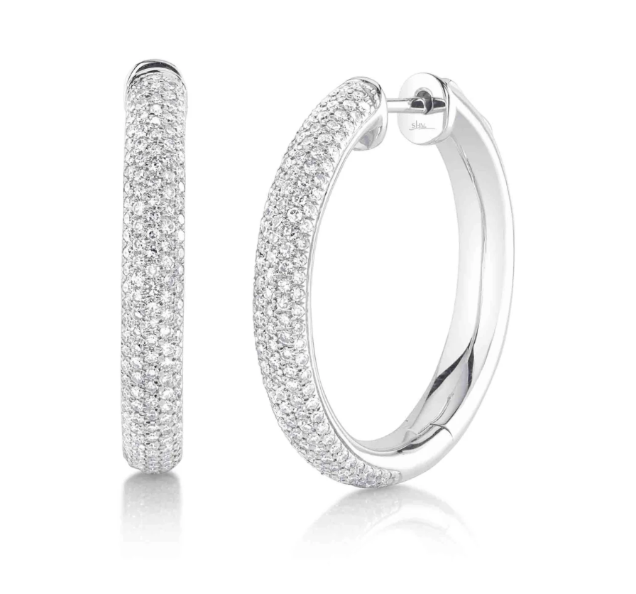 Pave Diamond Huggie Hoop Earrings