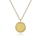 Engravable Disk with Bujukan Beaded Texture Frame Pendant, 18 Inches - Last Chance - Carter's Collective Fine Jewelry
