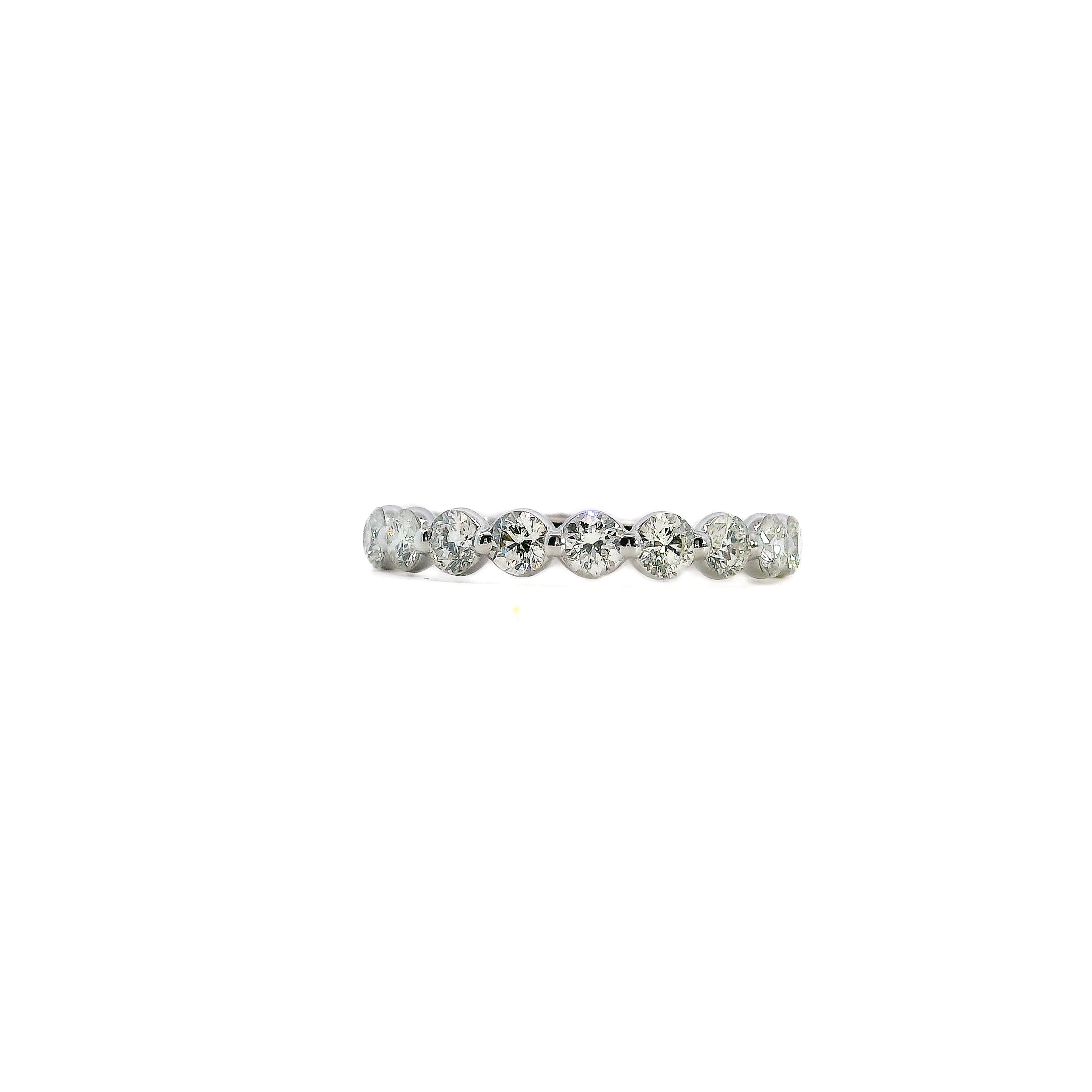 White Gold Shared Prong Diamond Wedding Band, 0.86 CTTW