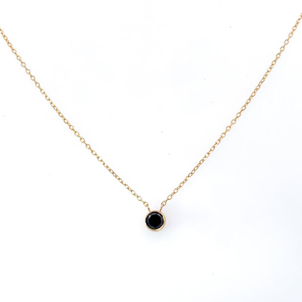 Bezel Set Round Black Diamond Necklace