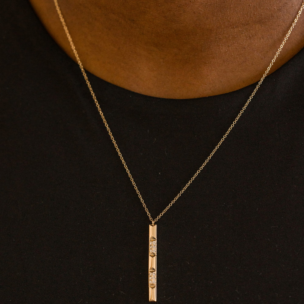 Pyramid Diamond Station Vertical Bar Necklace