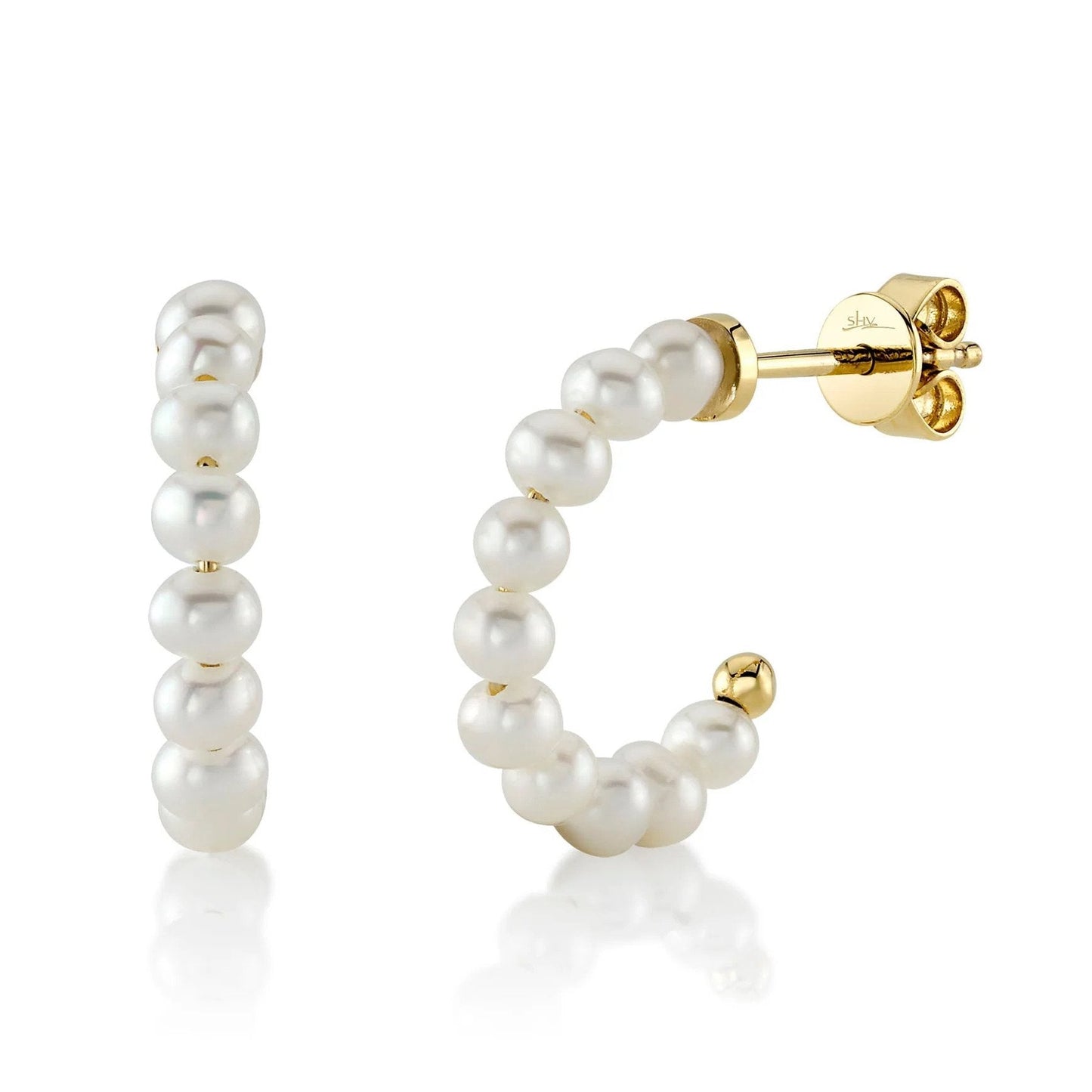 Pearl Huggie Hoop Earrings, Small - Carter's Collective Fine Jewelry