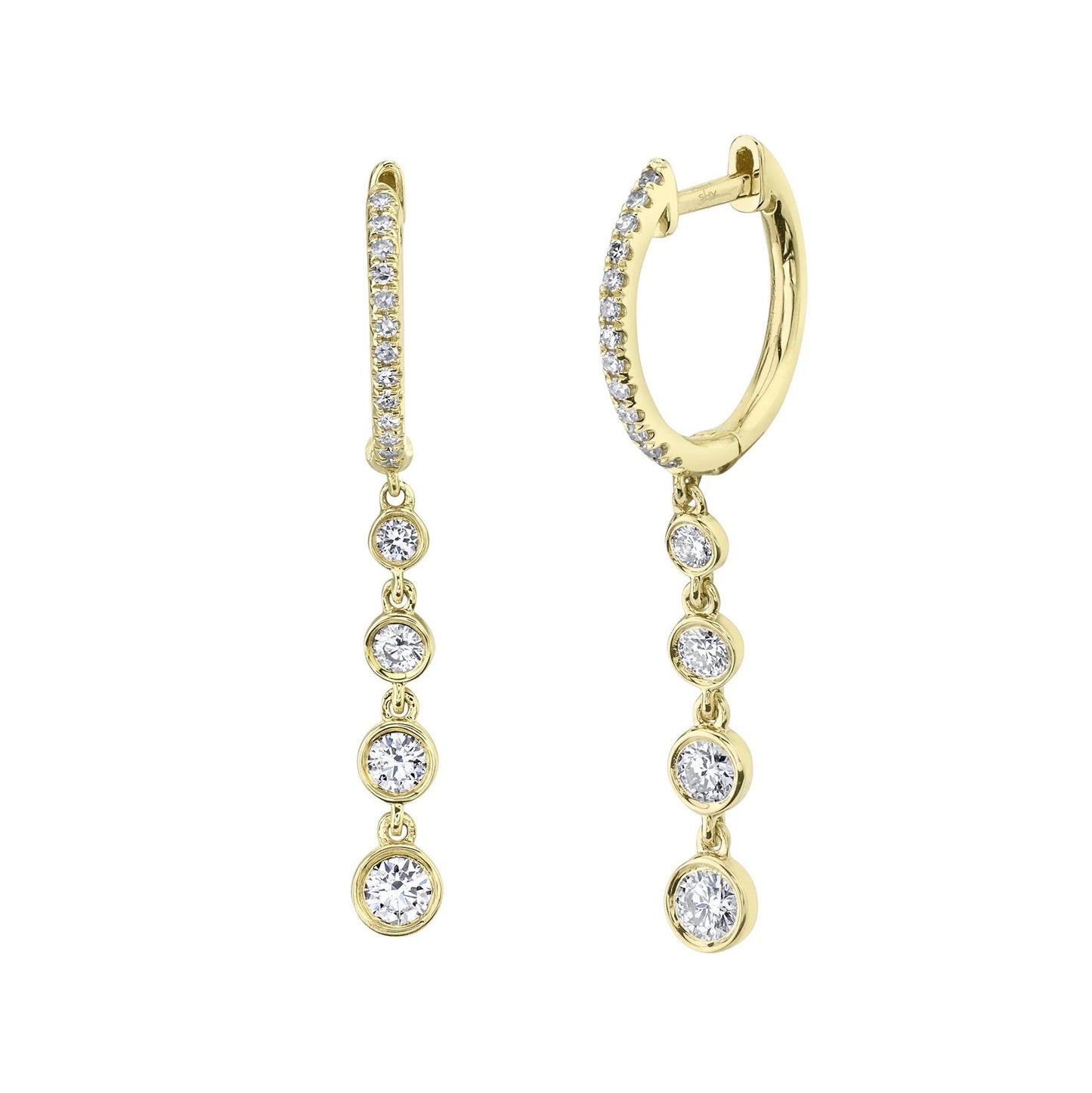 Diamond Bezel Dangle Earrings