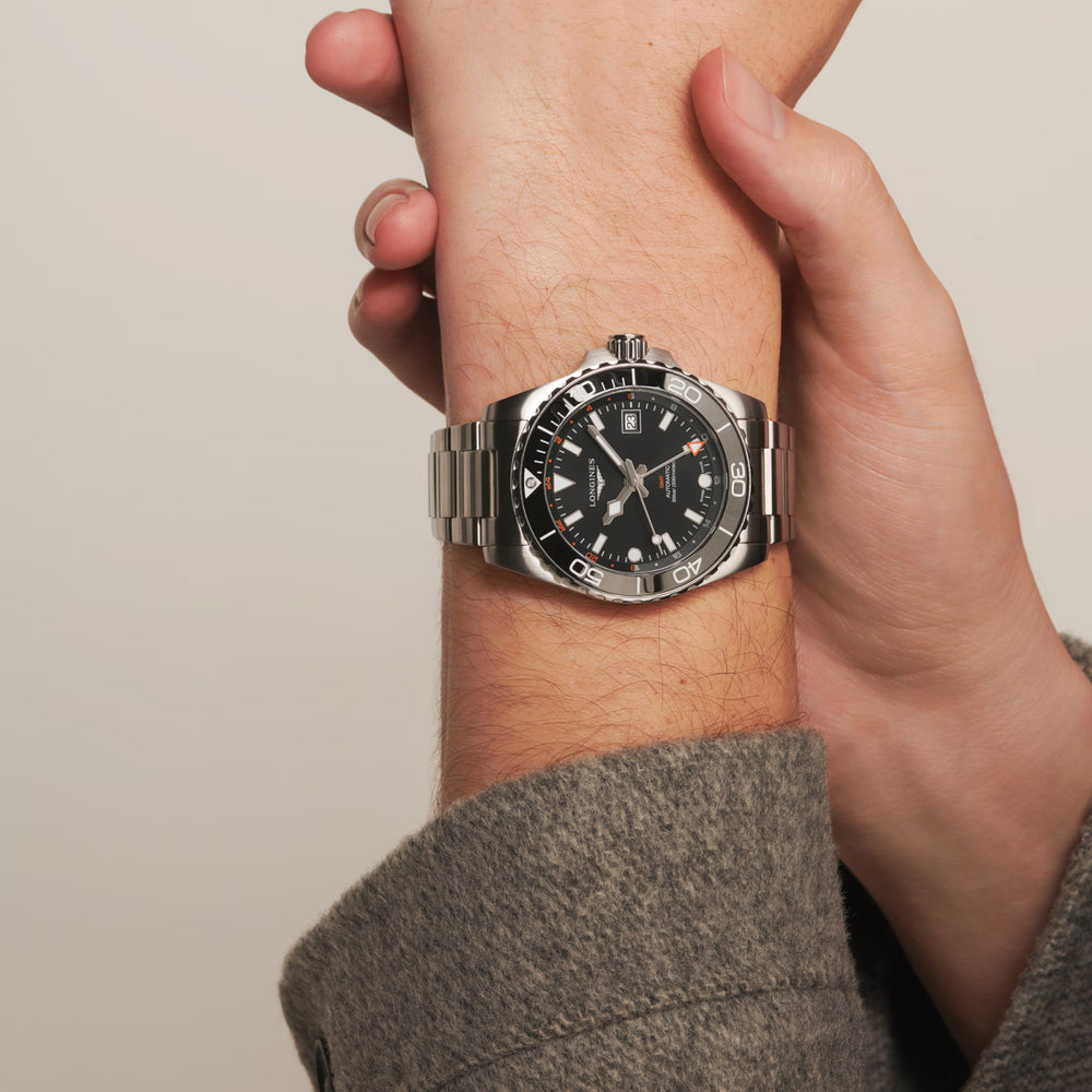 
                  
                    Longines "Hydroconquest GMT" Watch - Stainless Steel with Sunray Black Dial, 41mm - Carter's Collective Fine Jewelry
                  
                