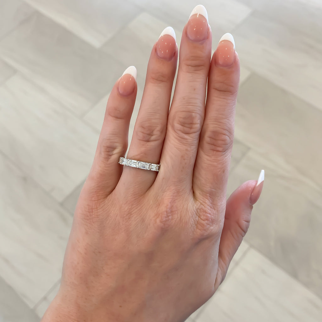 Natural Antique Cushion Diamond East to West Half Eternity Wedding Band, 2.15 CTTW