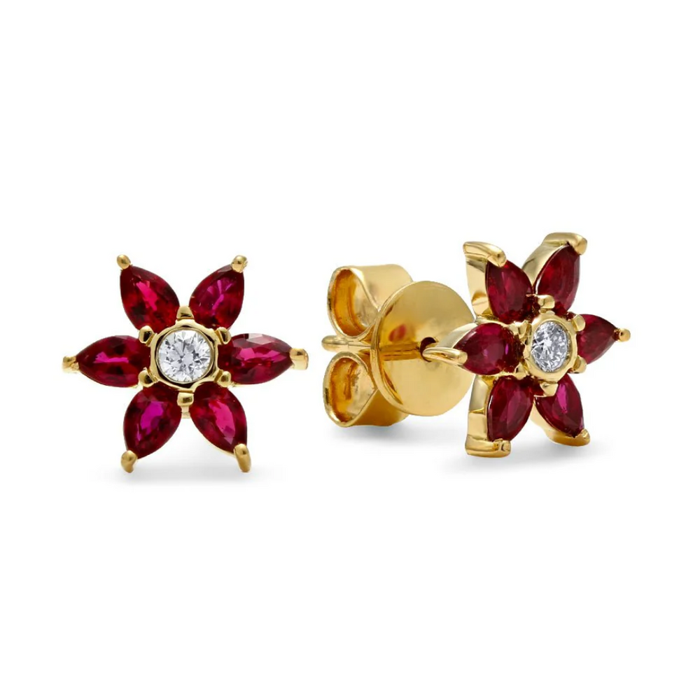 
                  
                    Ruby & Diamond Flower Stud Earrings
                  
                