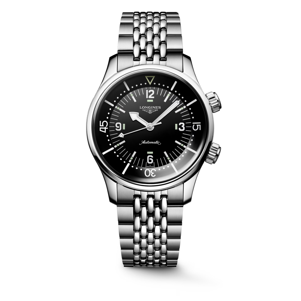 Longines "Legend Diver" Diver's Watch with Black Polished Dial, 39mm - Carter's Collective Fine Jewelry