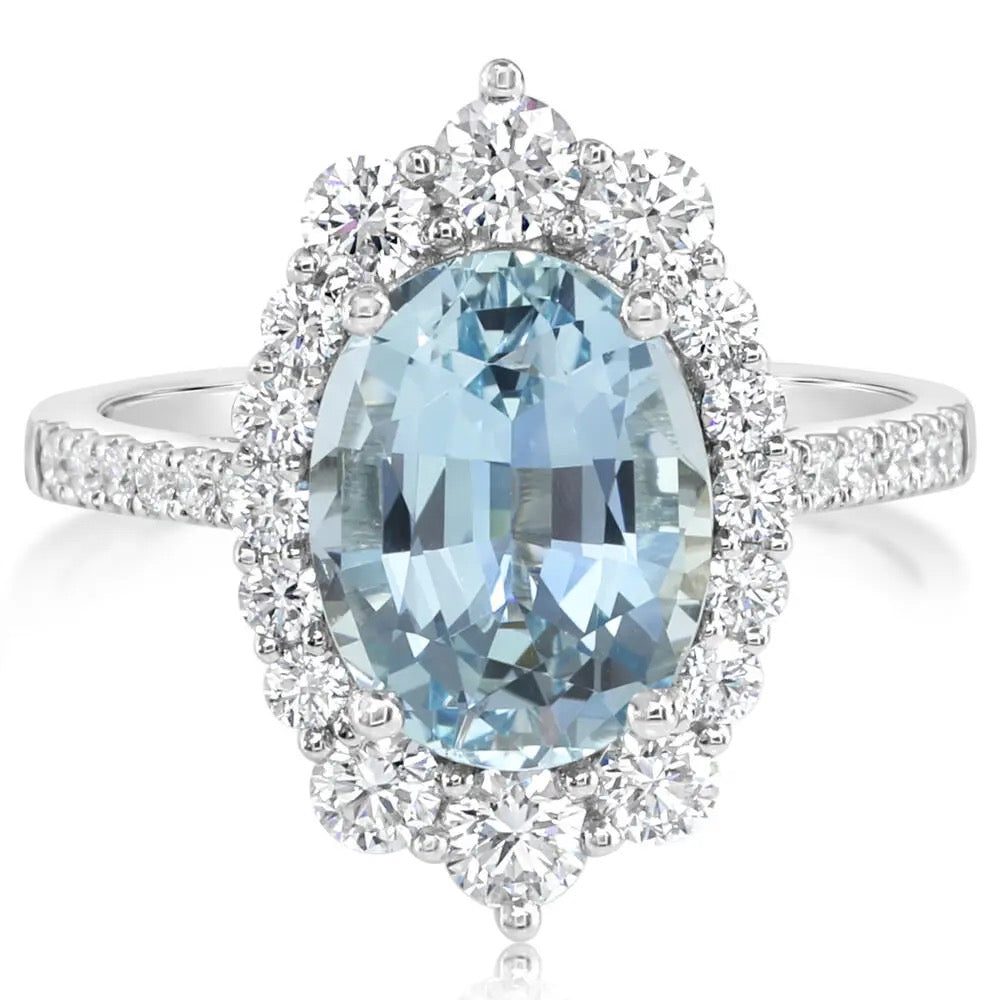 Aquamarine and Natural Diamond Ring, 4.13 CTTW - Carter's Collective Fine Jewelry
