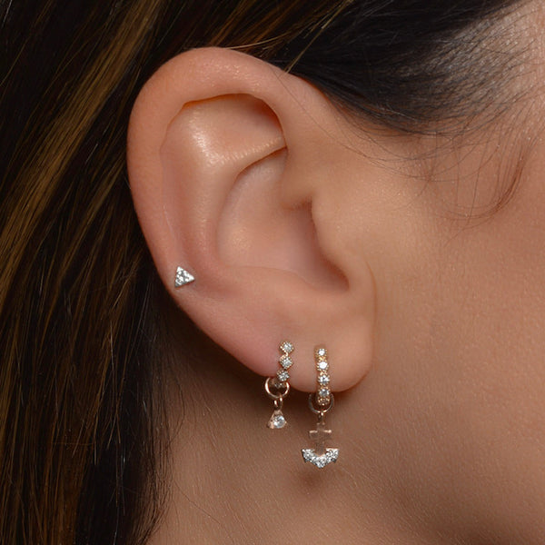 Petite Diamond Trillion Stud Earring (Single Stud)