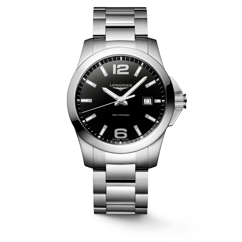 Longines "Conquest" Watch with Quartz & Polished Black Dial, 41mm - Carter's Collective Fine Jewelry