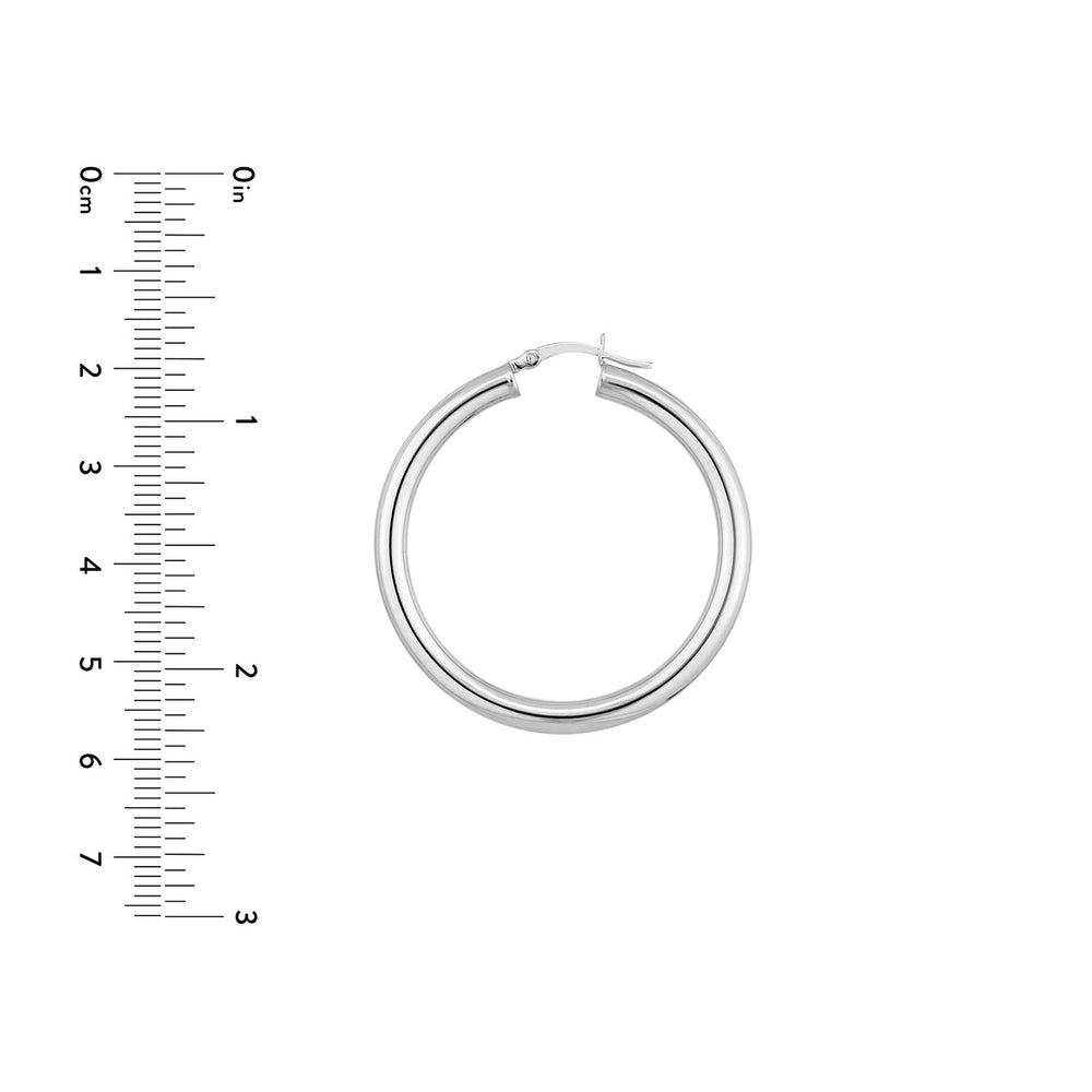 
                  
                    Sterling Silver Plain Round Puff Hoop Earrings, 4x40mm
                  
                