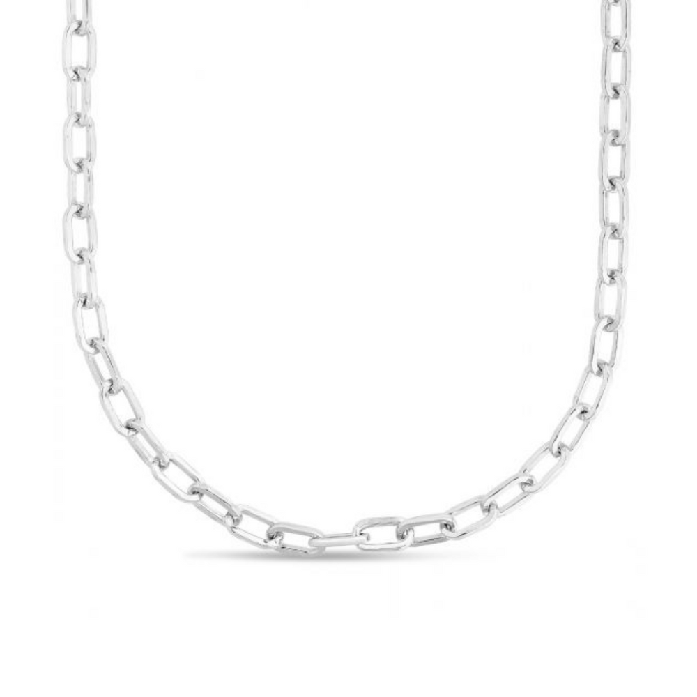 Sterling Silver Paper Clip Chain Necklace, 18 Inches