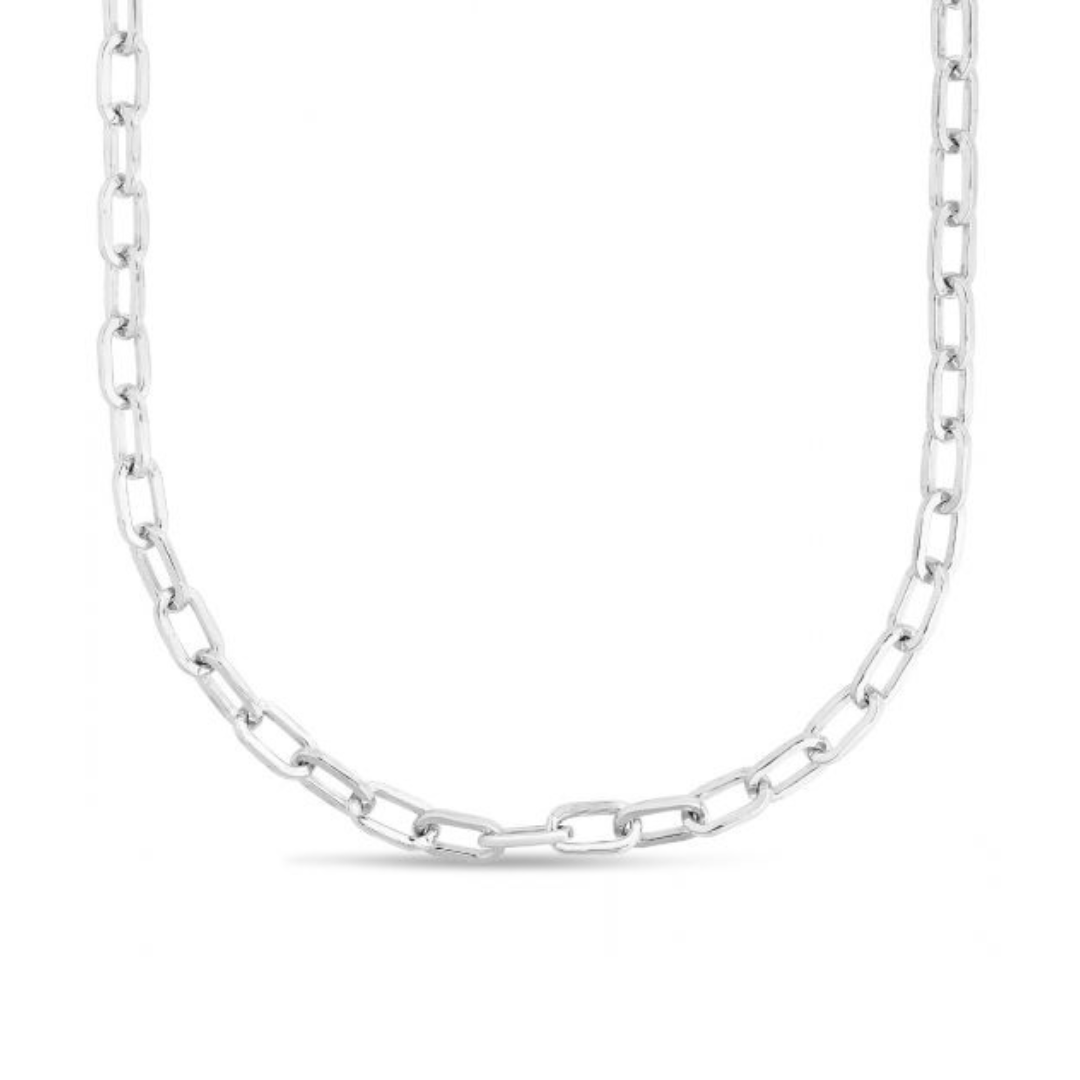 Sterling Silver Paper Clip Chain Necklace, 18 Inches