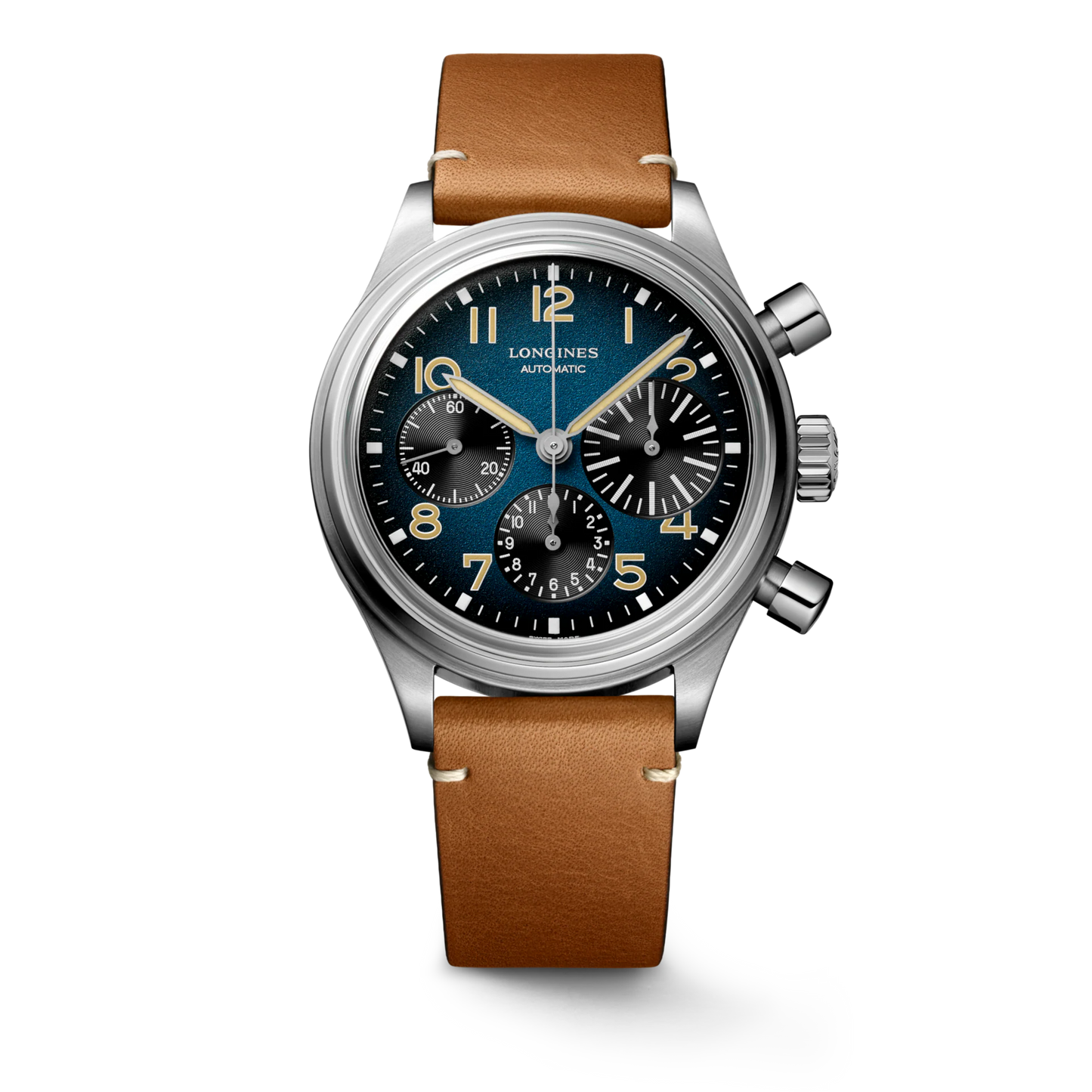 Longines "AVIGATION BIGEYE" Titanium Watch with Brown Leather Band, 41mm - Carter's Collective Fine Jewelry