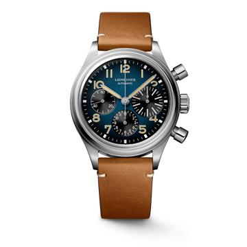 Longines "AVIGATION BIGEYE" Titanium Watch with Brown Leather Band, 41mm - Carter's Collective Fine Jewelry