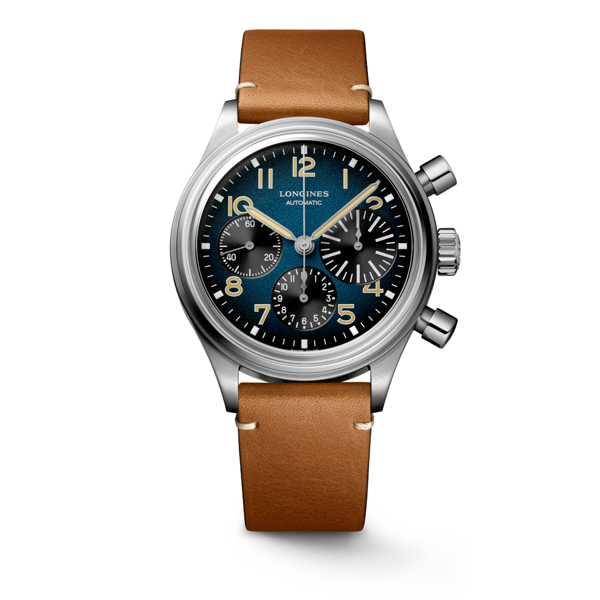 Longines "AVIGATION BIGEYE" Titanium Watch with Brown Leather Band, 41mm - Carter's Collective Fine Jewelry