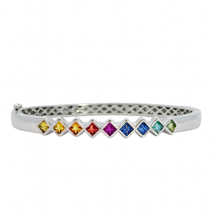 Princess-Cut Rainbow Sapphire Bezel Set Bracelet, 2.06 CTTW - Carter's Collective Fine Jewelry
