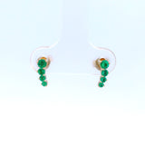 Petite Graduated Emerald Gemstone Climber Stud Earrings (Pair)