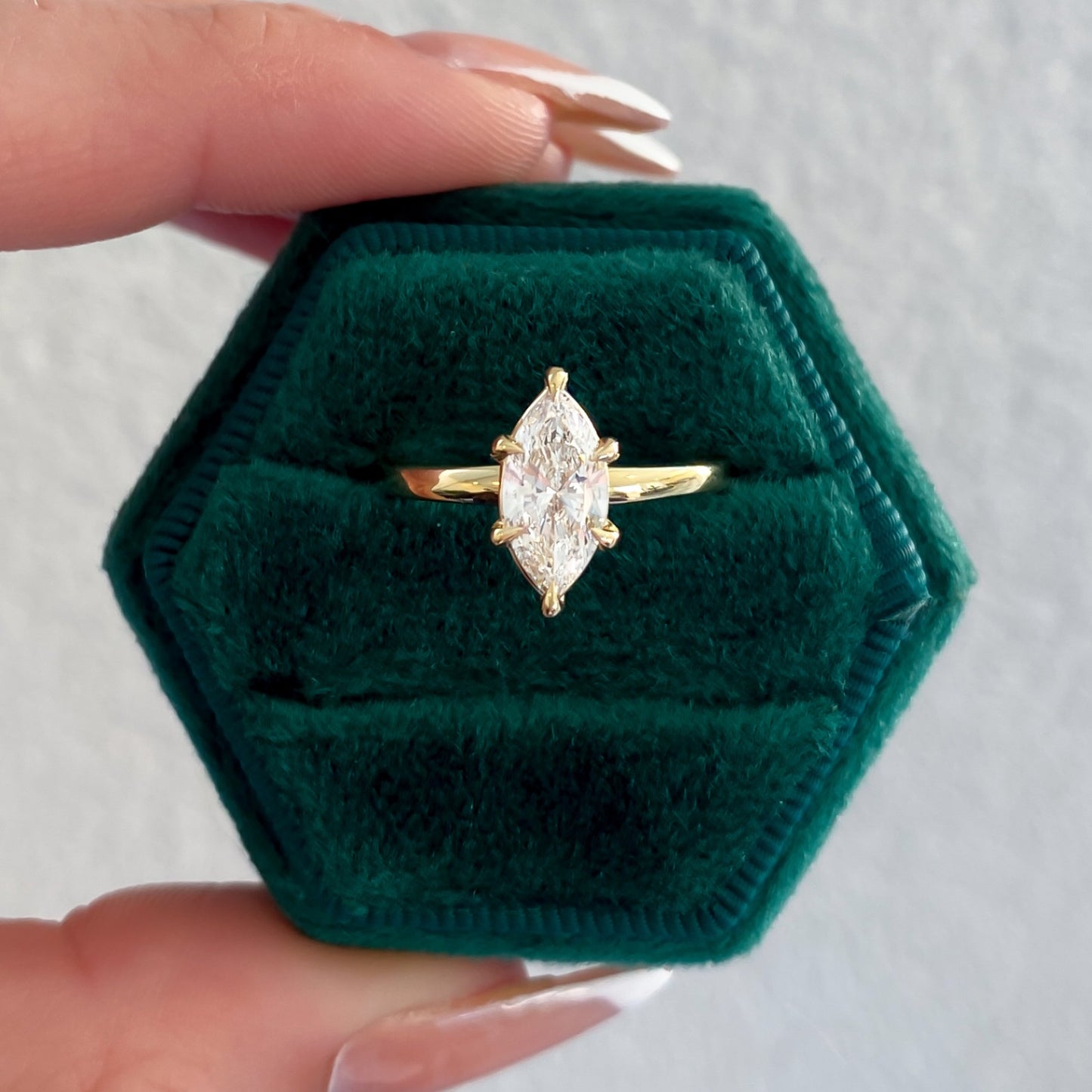 Azalea Marquise Cut Natural Diamond Solitaire Engagement Ring, 0.91 CTTW - Carter's Collective Fine Jewelry