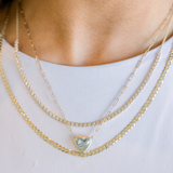 Heart Shape Bezel Set Aquamarine Necklace