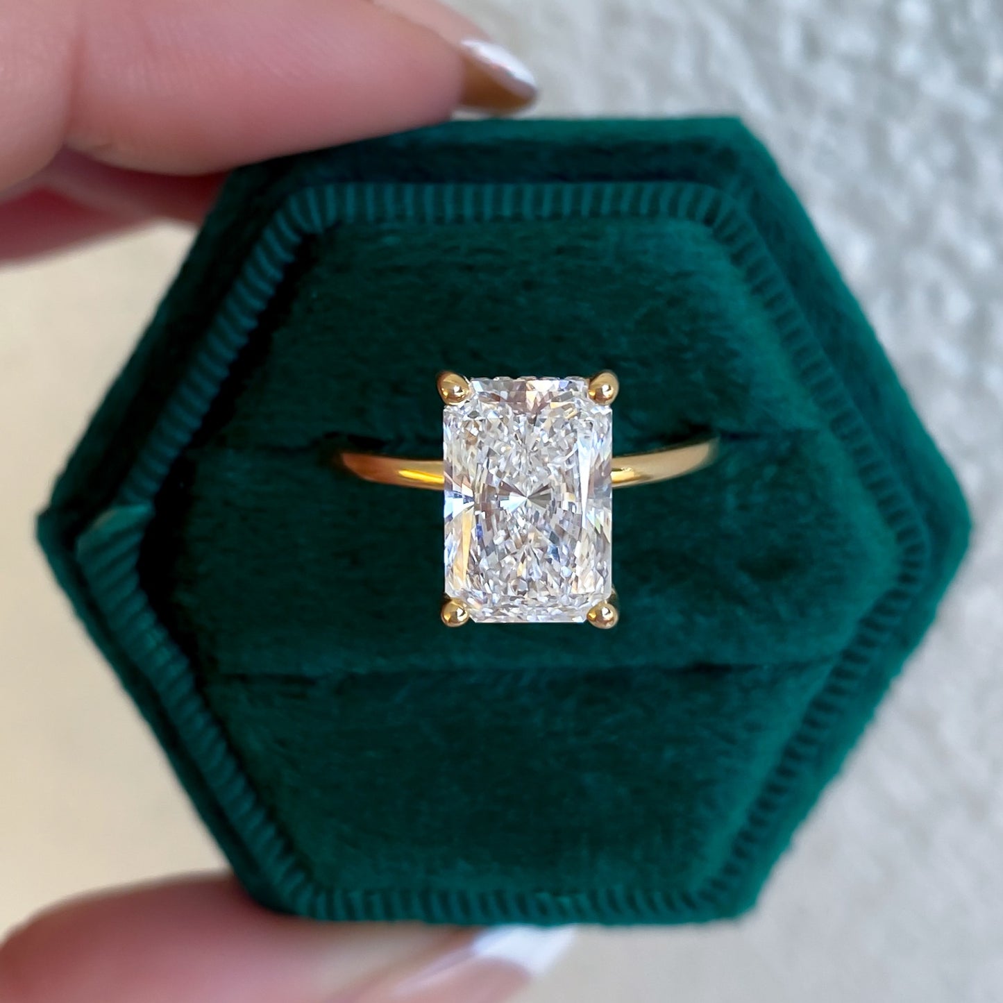 Azalea Lab Grown Radiant Cut Diamond Hidden Halo Solitaire Engagement Ring - Carter's Collective Fine Jewelry