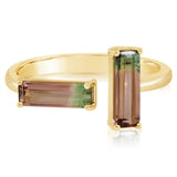 Watermelon Tourmaline Two Stone Ring