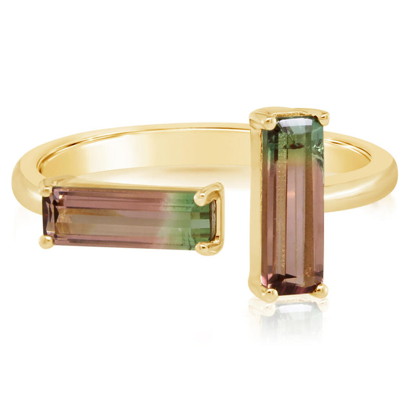 Watermelon Tourmaline Two Stone Ring