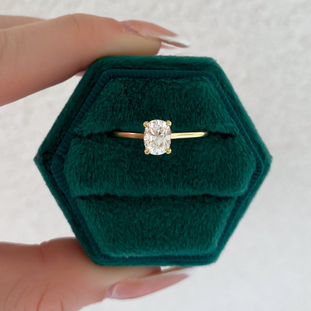 Dahlia Natural Oval Cut Diamond Solitaire Engagement Ring, 0.78 CTTW - Carter's Collective Fine Jewelry