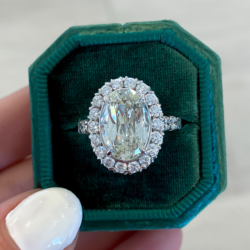 Christopher Designs Crisscut Oval Diamond Halo Engagement Ring
