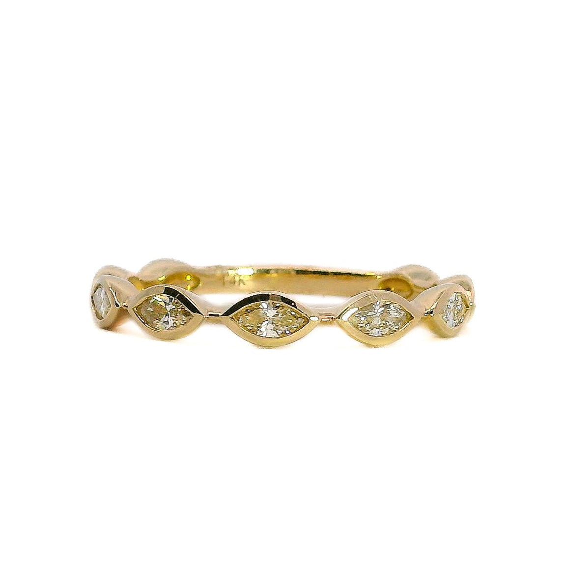 Yellow Gold Marquise Diamond Bezel Band, 0.32 CTTW - Carter's Collective Fine Jewelry