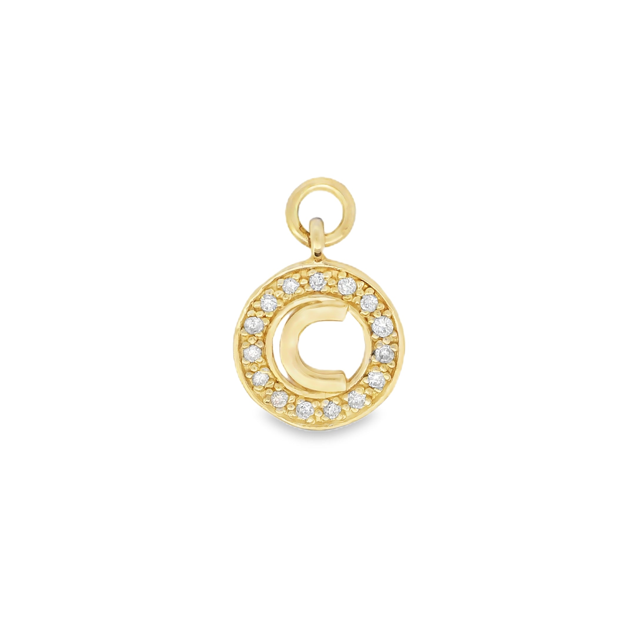 Diamond Circle Letter C Initial Charm - Carter's Collective Fine Jewelry