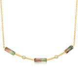 Watermelon Tourmaline Bar Necklace