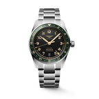 Longines "Spirit Zulu Time" Watch - Stainless Steel with Green Ceramic Bezel & Anthracite Dial, 39mm - Carter's Collective Fine Jewelry