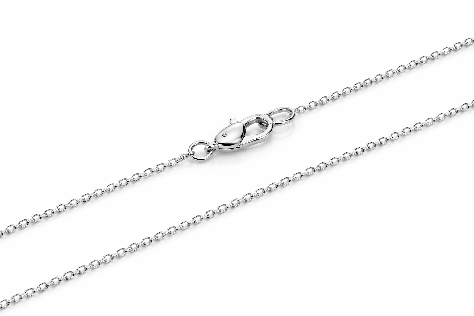 White Gold Flat Cable Chain, 18" - Last Chance