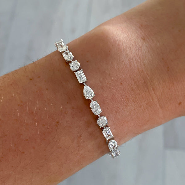 Multi Shape Lab Grown Diamond Tennis Bracelet, 9.36 CTTW