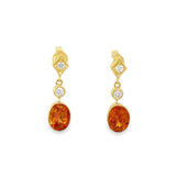 Spessartine Garnet Bezel Set Dangle Earrings with Diamond Accents