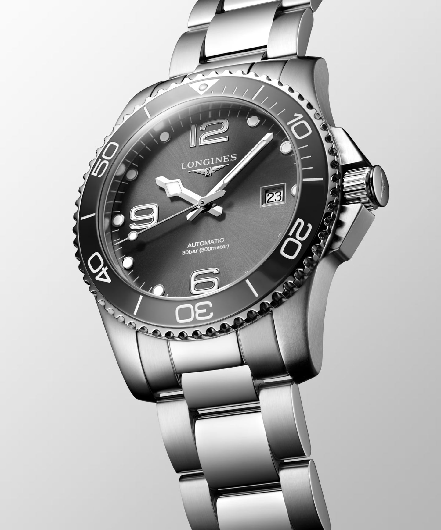 "Hydroconquest" - Stainless Steel Diver's Watch w/Sunray Gray Dial - Automatic - 41mm - Small Box