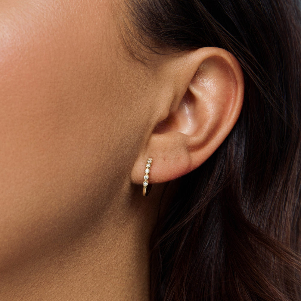 Essential Milgrain Diamond Bezel Huggie Hoop Earrings (Pair) - Carter's Collective Fine Jewelry