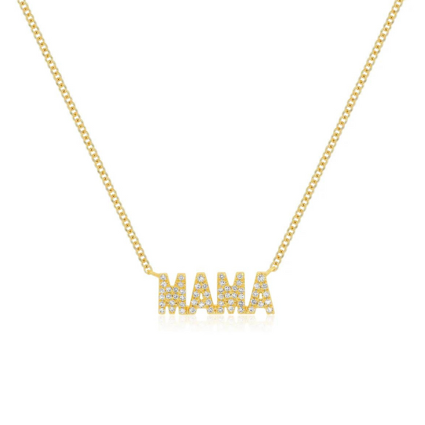 Diamond Block Font MAMA Necklace