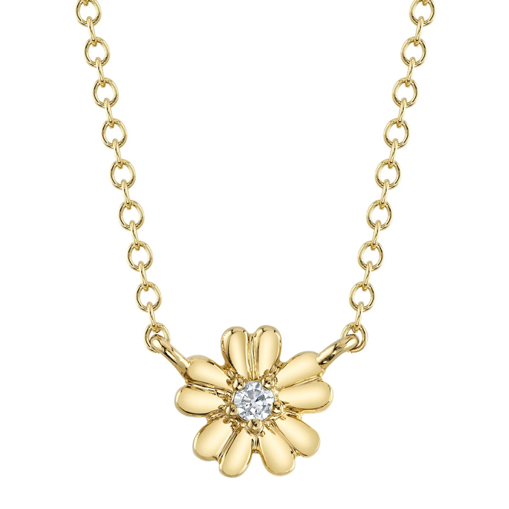 Diamond Accented Flower Necklace 16-18"