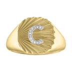 Customizable Diamond Initial Fluted Signet Ring - Carter's Collective Fine Jewelry