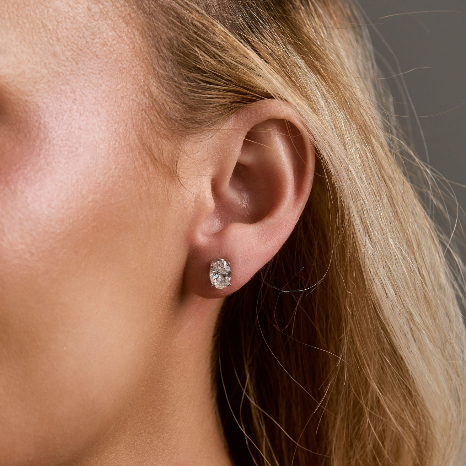 Oval Natural Diamond Stud Earrings, 2.03 CTTW - Carter's Collective Fine Jewelry
